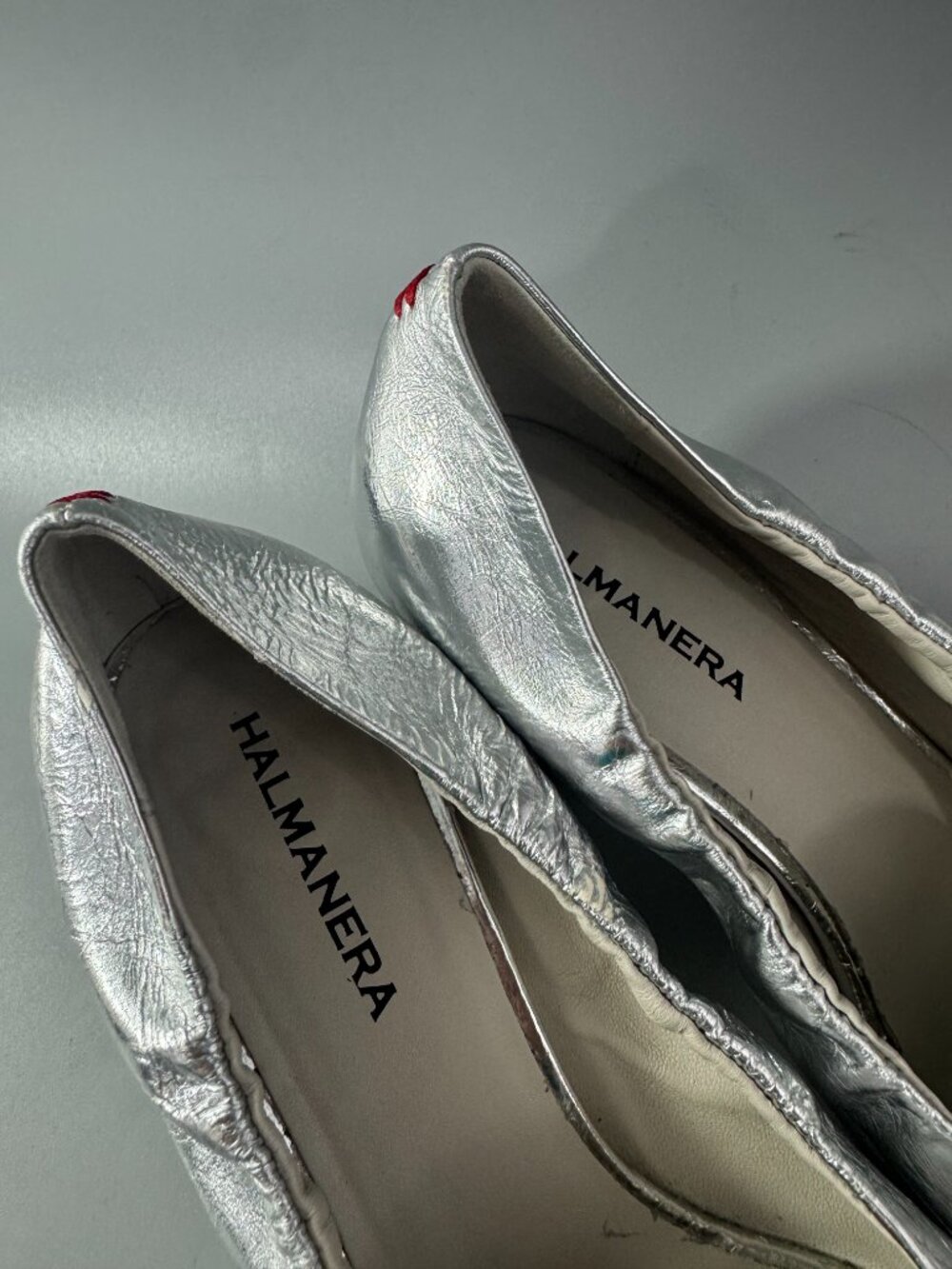 Halmanera Made in Italy Metallic Silver Blocked Heel Shoes, Size 39 - Picture 13 of 14